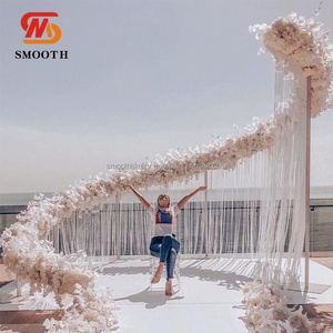 Toile de fond courbe lisse de grande taille cadre de fleurs rose vif semi-circulaire toile de fond de scène fond de décoration de mariage - Product Image 2