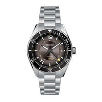 Montre Automatique en Acier Personnalisée de Style Homme avec Bracelet en Métal, Saphir, Mouvement NH34 GMT, Argentée et Étanche pour Hommes