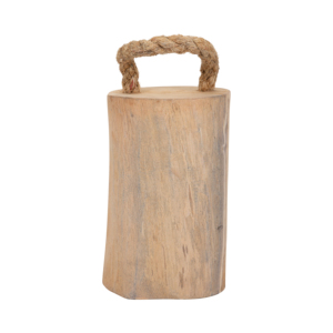 Butée de porte cylindrique en bois de teck avec poignée en corde pour la décoration intérieure, étagère, table basse, salon - Product Image 4