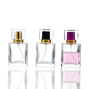 Frasco de vidro recarregável para perfume, frasco luxuoso com logotipo personalizado 30ml 50ml com tampas