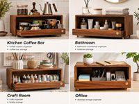 Organisateur de bar à café en bois de noyer, rangement de comptoir, porte-tasses, design tiroir, décoration de station à café pour comptoir de cuisine