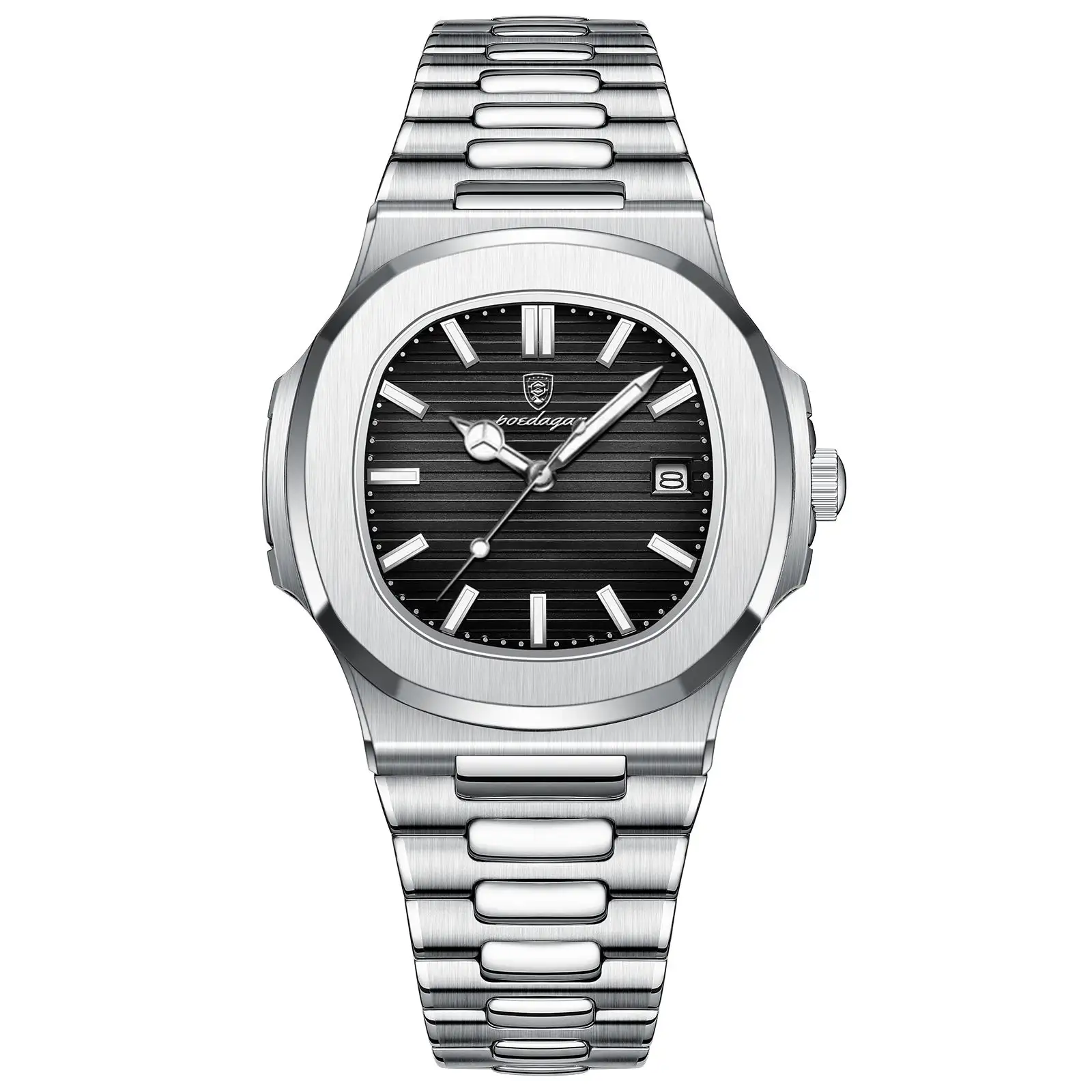 2023 New POEDAGAR 613 Watch Business Waterproof Male Clock Luminous Date Stainless Steel Square Quartz Men Watch