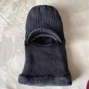 Men's Winter Knitted Balaclava Hood Fleece Lined Thickened Acrylic <b>Head</b> <b>Cover</b> For Cold Weather Cycling - Product Image 2