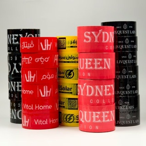 Ruban <span class=keywords><strong>de</strong></span> papier écologique en BOPP avec logo coloré personnalisé Ruban <span class=keywords><strong>de</strong></span> papier kraft imprimé à l'eau activée par buffle humide sensible à la pression - Product Image 3