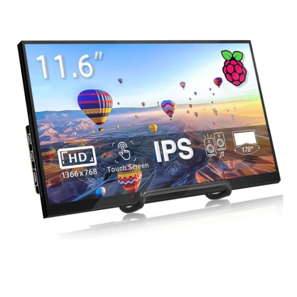 11.6 Inch Raspberry Pi Screen FHD 1366x768 Touchscreen Monitor IPS Second Screen Display with Dual-Speakers