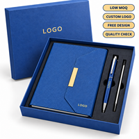 Coffret cadeau A5 avec deux stylos et boîte rigide, logo personnalisé, idéal pour les réunions de bureau, les remises de diplômes et les cadeaux de remerciement pour les enseignants