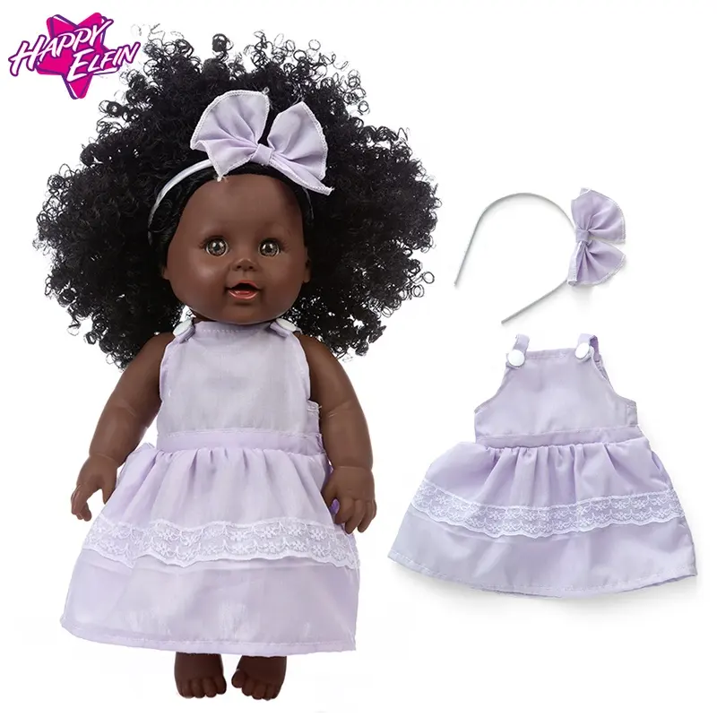 Boneka Bayi Hitam 12 Inci Pabrikan Tiongkok Boneka Amerika Afrika Asli untuk Hadiah Anak-anak