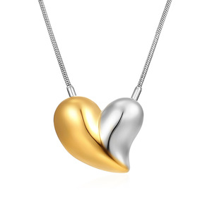 Joyería de Moda, Elegante Collar con Colgante de Corazón 3D en Acero Inoxidable Chapado en Oro de 18k, Regalo para Novia en el Día de San Valentín - Product Image 3