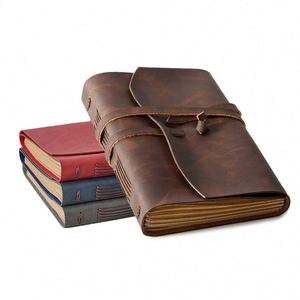 High Quality Vintage Soft Leather Hardcover Handmade Travel Journal 100 Sheets Elegant Design Gift for Explorer <b>Recording</b> - Product Image 1