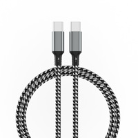 Cable de Carga Rápida Doble Tipo-C PD de 60W con Cubierta de Aleación de Aluminio y Revestimiento de Malla para iOS y Teléfonos Móviles