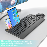 2.4G Ergonomisch Draadloos Computertoetsenbord met Telefoon/Tablet Houder, Kantoor Toetsenbord met Polsteun, Stil Toetsenbord en Muis
