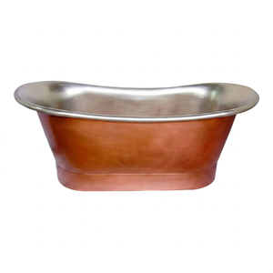 Baignoire ovale autoportante en cuivre élégante et luxueuse India Home Crafts CH-799, intérieur en acier inoxydable, écologique, pour adultes - Product Image 1