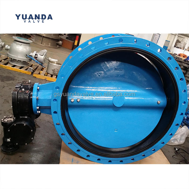Ductile Iron Double Flange Butterfly Valve DN50-DN1200 Gear Operated ...