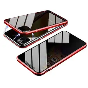 透明双面钢化玻璃隐私磁性外壳金属保险杠盖适用于iphone 11 6 7 8 plus防震手机壳