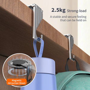 แม่เหล็กโลหะผสมสังกะสี 2 in 1 + แม่เหล็ก N52 + ซิลิโคน + รับน้ำหนักได้ 2.5 กก. + หมุนได้ 360 องศา °   ที่ยึดโทรศัพท์แบบแม่เหล็กหมุนได้พร้อมตะขอสำหรับแขวน - Product Image 4