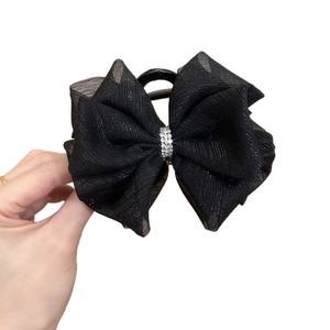 Barrette à cheveux en maille haut de gamme avec strass et nœud <span class=keywords><strong>papillon</strong></span> pour femmes aux cheveux fins, <span class=keywords><strong>coiffure</strong></span> élégante mi-haute, clip en maille bouffante en dentelle - Product Image 1