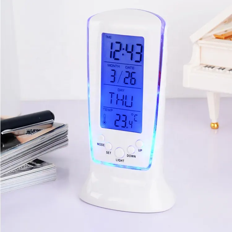 디지털 알람 시계 블루 백라이트 사무실 승진 선물 책상 시계 despertador reloj 로고 저렴한 가격