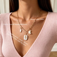 Fenny Wholesale Breloques DIY en Acier Inoxydable Plaqué PVD Or 18K, Étanche, Style Océan, Luxe, avec Pierre Naturelle, Perle et Étoile de Mer, pour Femme