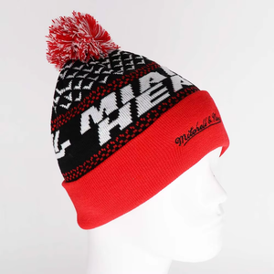 Bonnet d'hiver en tricot jacquard avec pompon <span class=keywords><strong>NBA</strong></span> Miami Heat pour les fans de basketball et les événements sportifs - Product Image 1