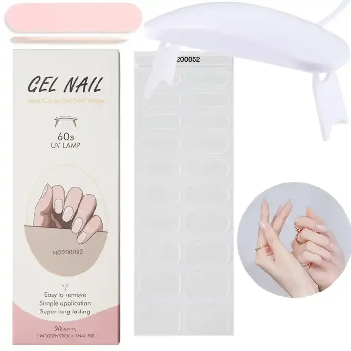 Autocollant pour ongles en gel semi-durci personnalisé 3D avec lampe uv Ensemble d'enveloppes en gel pour ongles