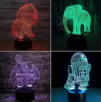 Base de lampe de nuit moderne en acrylique ABS 3D avec télécommande à 16 couleurs changeantes, LED à brancher, fonctionne sur piles, pour salon
