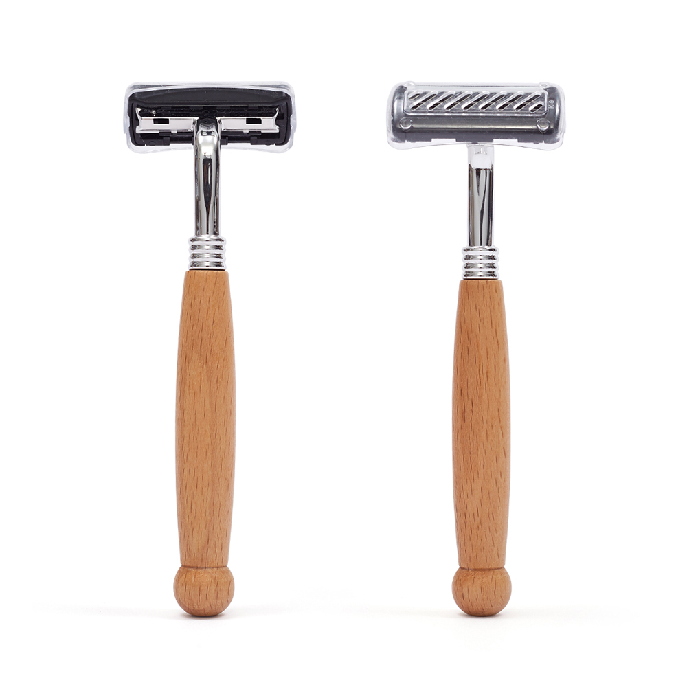 Eco-Friendly Light Wood Beech Wood Five Blade Shaving Razor Natural Hotel Amenities