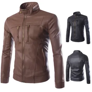 The new Leather jacket for men PU leather stand-up collar leather jacket for men