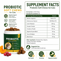 Complément Probiotique pour Chat, Friandises à Mâcher Douces, Santé Digestive, Immunité, Enzymes Prébiotiques, Forme de Cœur, Friandises Naturelles pour Animaux de Compagnie, 180 Unités