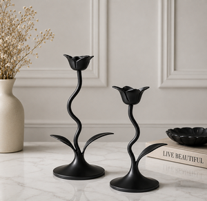 Black Metal Tulip Flower <b>Tea</b> Light Holder Modern Flameless Christmas Decorative Candle <b>Stand</b> - Product Image 1