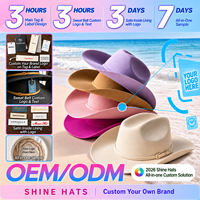 Chapeau Fedora en Laine pour Femme, Modèle Sombrero, à Bord Extra Large, en Feutre, avec Ruban Couleur Unie, Logo Personnalisé, Vente en Gros, Collection 2027