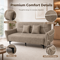 Sofá Cama Convertible Moderno de Lujo 3 en 1, Ahorro de Espacio, Diseño de Autor, Fácil Conversión, Color Taupe, Mueble para Hogar u Oficina