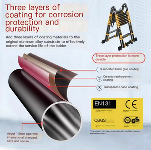 Escalera Industrial Telescópica Plegable en <span class=keywords><strong>Zigzag</strong></span> de Aleación de Aluminio, Moderna, de 6 Peldaños, Capacidad de Carga de 150 kg, Multifuncional para Ingeniería - Product Image 5