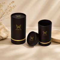 Boîte cylindrique en carton rond personnalisée pour cosmétiques, cadeaux, huiles essentielles, flacons en verre, emballage noir