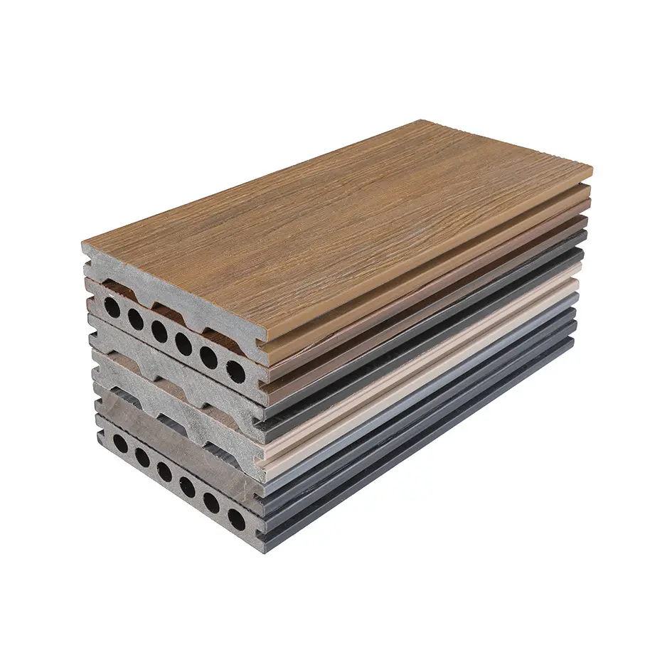 Plancher extérieur en bois et plastique Composite 3D en relief pour piscine extérieure