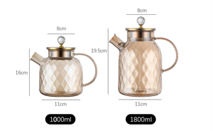 2023 nouveau Design 1L/1.5L/1.8L Borosilicate verre diamant Pot eau verre pichet thé bouilloire ensemble - Product Image 6