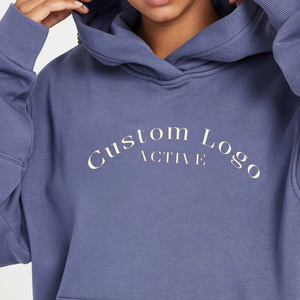 Sudadera con Capucha de Algodón 100% de Alta Calidad con Logotipo Personalizado Serigrafiado para Mujer, Tallas Grandes, Estilo Casual - Product Image 4