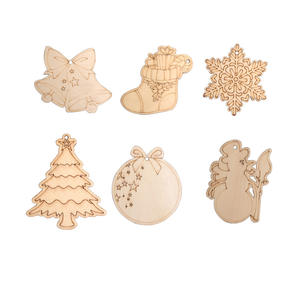 Adornos de Madera para Árbol de Navidad, Tallados en Madera en Blanco para Decoración de Árboles de Navidad, Manualidades Decorativas para Niños - Product Image 1