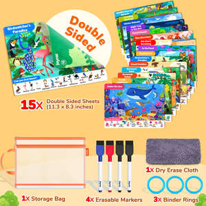 Joycat Livre d'activités réutilisable Jeux éducatifs pour enfants de 2 ans et plus Matériel pédagogique préscolaire pour la recherche et l'<span class=keywords><strong>apprentissage</strong></span> - Product Image 1