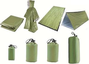 Ensembles de abris d'urgence, abri de survie, 1 tente de survie, 1 couverture en Mylar, 1 sac de couchage d'urgence, 1 poncho pour activités de plein air - Product Image 2