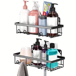 Lot de 2 étagères de douche murales en acier inoxydable antirouille à forte adhérence pour cuisine et salle de bain - Product Image 1