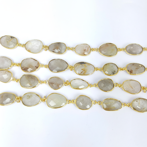 Pendentif de chaîne de connecteur de pierre de lune arc-en-ciel naturel 14KGold plaqué breloque accessoires de connecteur pour Bracelet pendentif par Zubeda Gems - Product Image 1