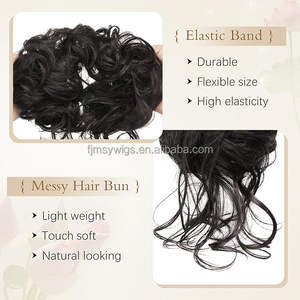 Fibre synthétique de qualité supérieure longue queue perruque bouclés ondulés cheveux chignon Extensions Offre Spéciale désordonné chouchous femmes bande élastique - Product Image 2