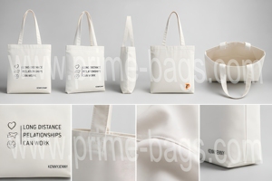 Bolsas Prime personalizadas de lona de algodón con diseño de puntos, plegables, reutilizables, con asas de yute, cierre de cremallera, color personalizado, logotipo impreso - Product Image 1