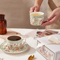 French Blossom in the Sun Date 250ml Tasse à café en céramique et boîte-cadeau d'assiette pour la fête des mères et la Saint-Valentin