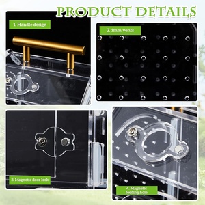 Enclos pour araignées sauteuses, enclos en acrylique pour tarantules, terrarium pour insectes avec poignée et porte magnétique pour reptiles - Product Image 3