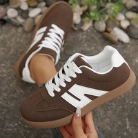Chaussures décontractées pour femmes, baskets tendance pour femmes, chaussures de marche en daim marron, baskets plates à lacets, style rétro