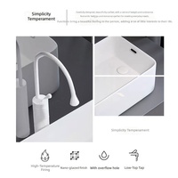 Vasque de salle de bain en céramique blanche pour projet hôtelier, à poser sur comptoir, avec vidange latérale, modèle 8125