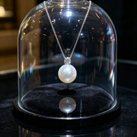 Collier pendentif surdimensionné en perle de 12,5 mm, cadre en métal précieux personnalisé, style Diana, grande perle de luxe pour l'Asie de l'Est
