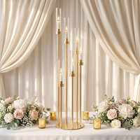 Tempat Lilin Logam Emas Tinggi dengan Lengan, untuk Dekorasi Meja Natal, Dekorasi Pernikahan, Candelabra Logam Elegan