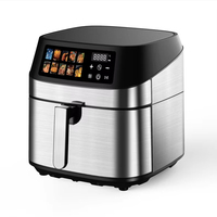 Friteuse à air domestique carrée en acier inoxydable de 8 litres avec réservoir d'huile amovible, écran LCD et fonction de protection contre la surchauffe